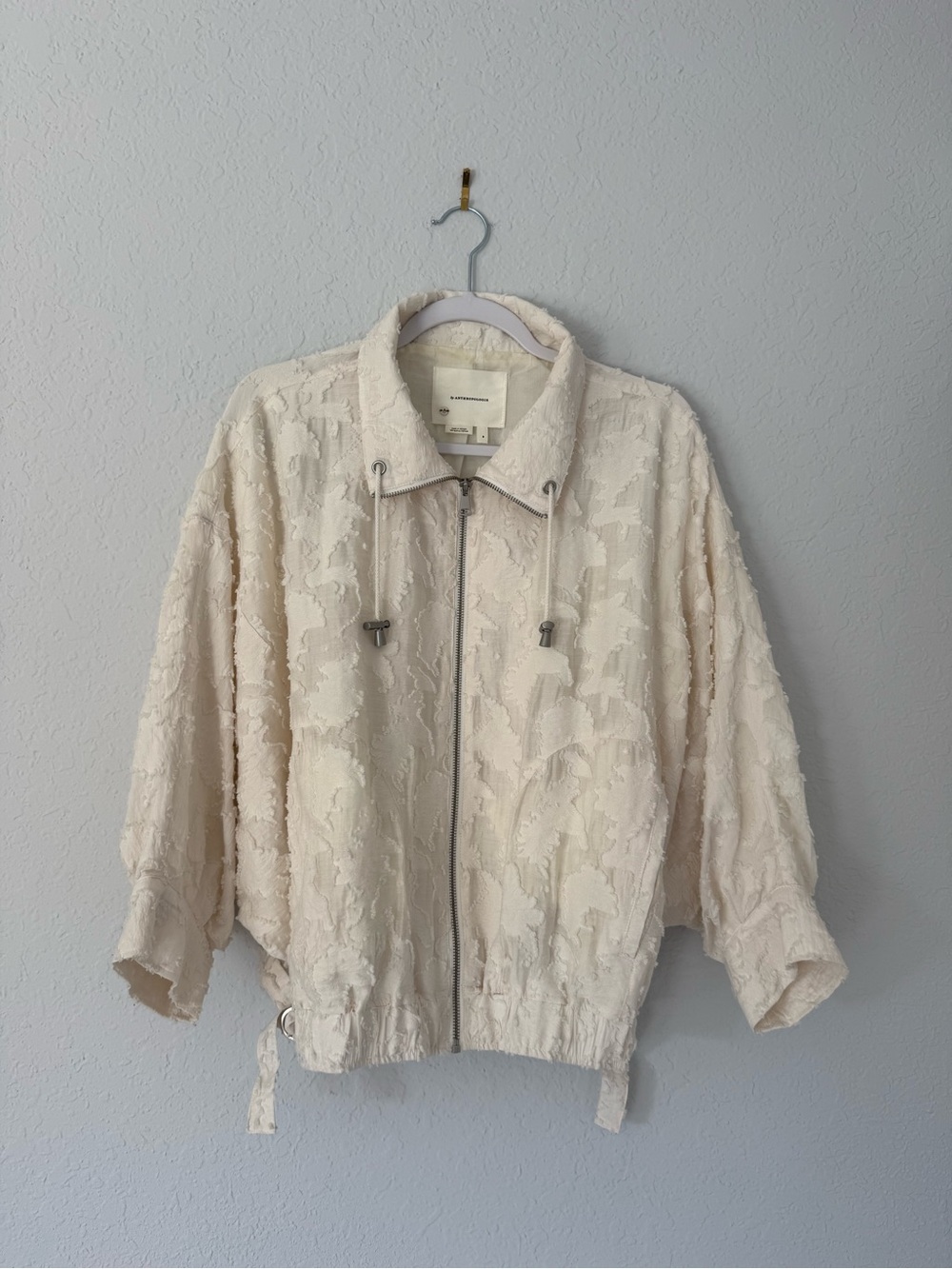 Anthro Cream Oversized Batwing Jacket Women's Size S Minimal Clean Girl Capsule